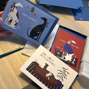 6 Greyhound-kerstkaarten in doos