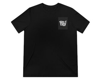 Black back butterfly T-shirt with take it easy as front.