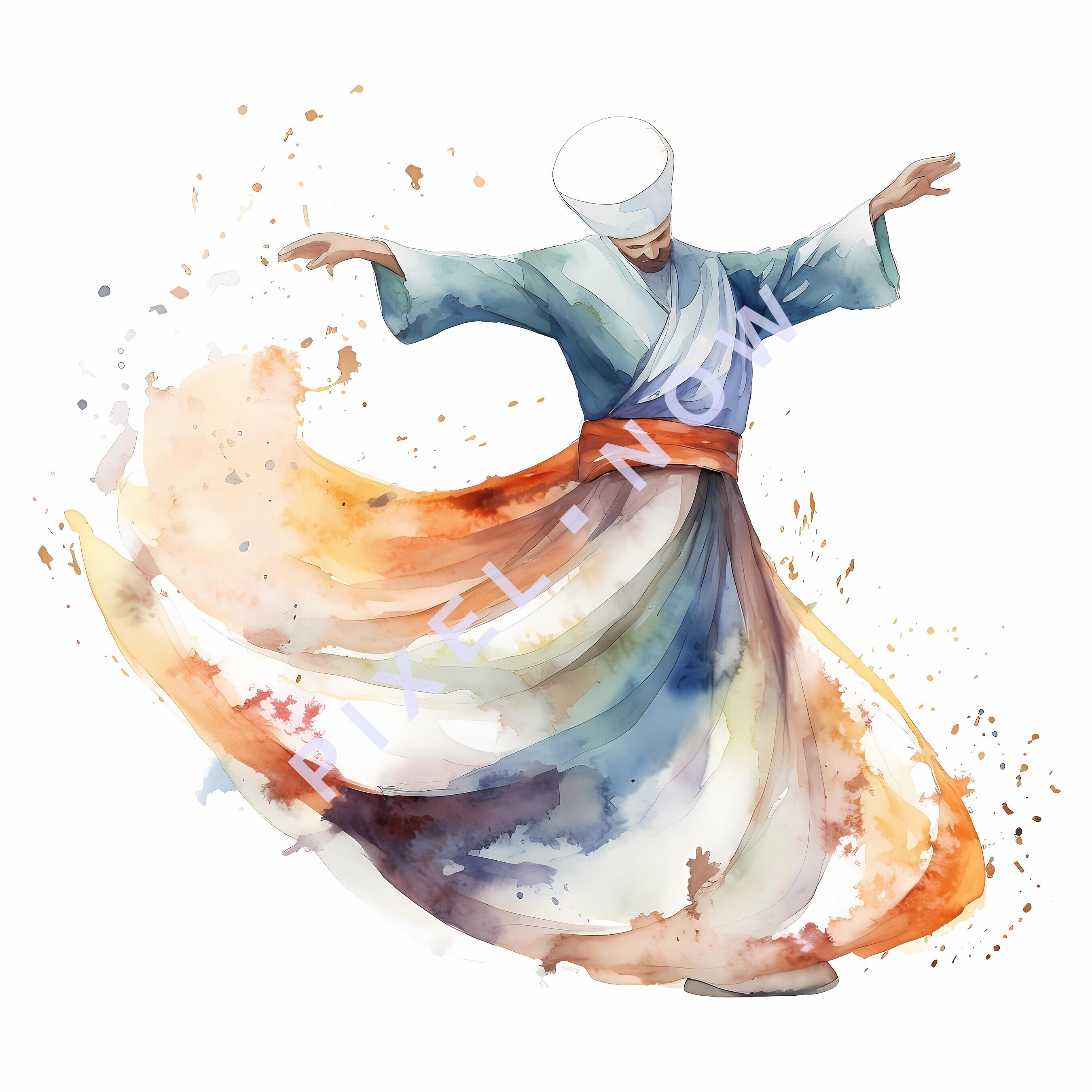 Dervishes Watercolor Art Set Whirling Dervish Dance Spiritual - Etsy