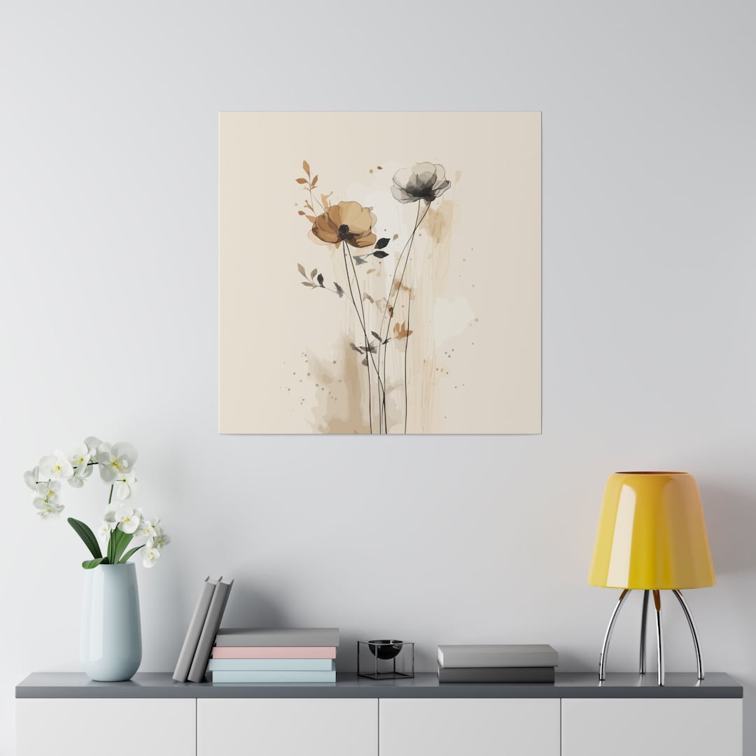 Contemporary Floral Wall Art Canvas Modern Minimalist Flower Etsy