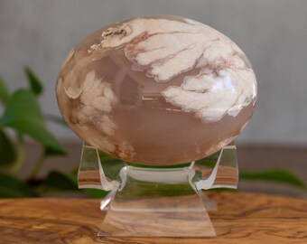 Flower Agate Palm Stone | Pink Flower Agate Crystal | Natural Polished Stone