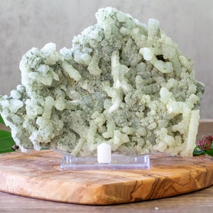 Prehnite after Laumontite | Raw Natural Crystal Cluster | High-Quality Prehnite Display Slab