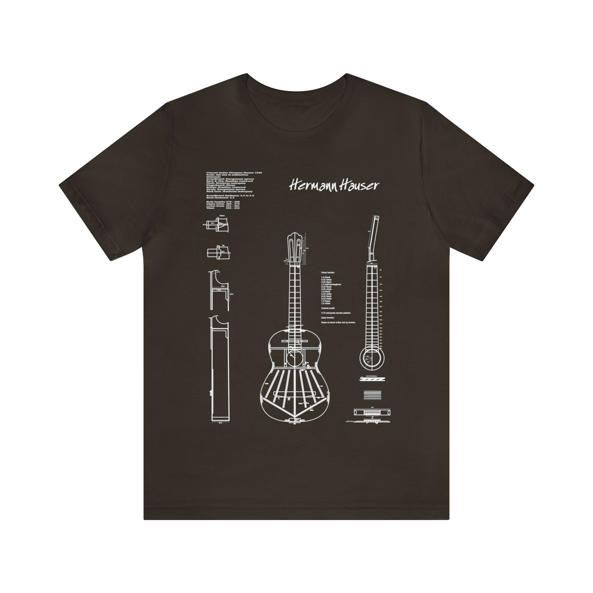 Classical Guitar Hermann Hauser Blueprint T-Shirt (w)