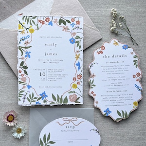 Inviti per matrimonio in stile bohémien "Garden Bloom" con buste - Inviti per matrimonio floreali, graziosi inviti floreali, inviti per matrimonio in stile bohémien