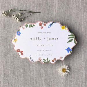 Garden Bloom Boho Wedding Save The Dates - Cartes florales « Save The Date », jolies fleurs « Save The Dates », « Save the Dates » pour mariage bohème