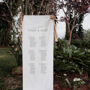 Linen Fabric Wedding Seating Chart - Fabric Wedding Table Plan, Personalised Wedding Seating Chart Sign, Cotton Table Sign, Fabric Banner