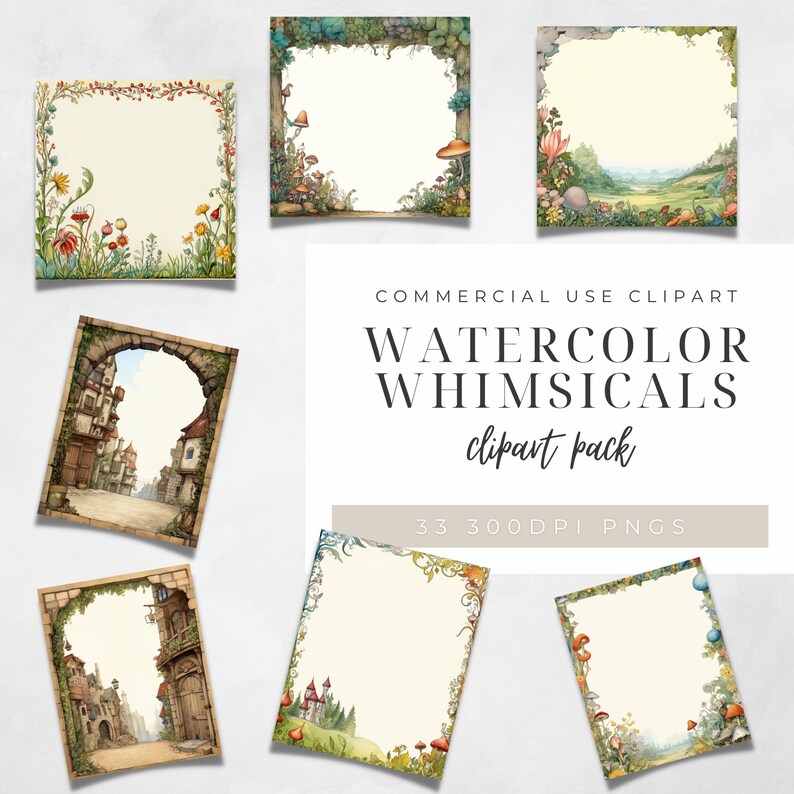 Printable Stationary Whimsical Theme Mushrooms Castles, Magical Journal ...