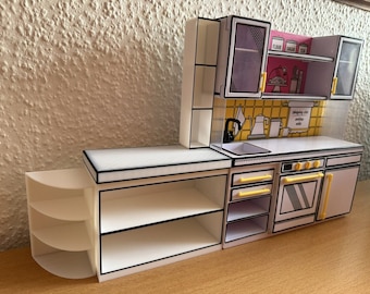 Kitchen cupboard and shelves for miniverses, dollhouses, etc.