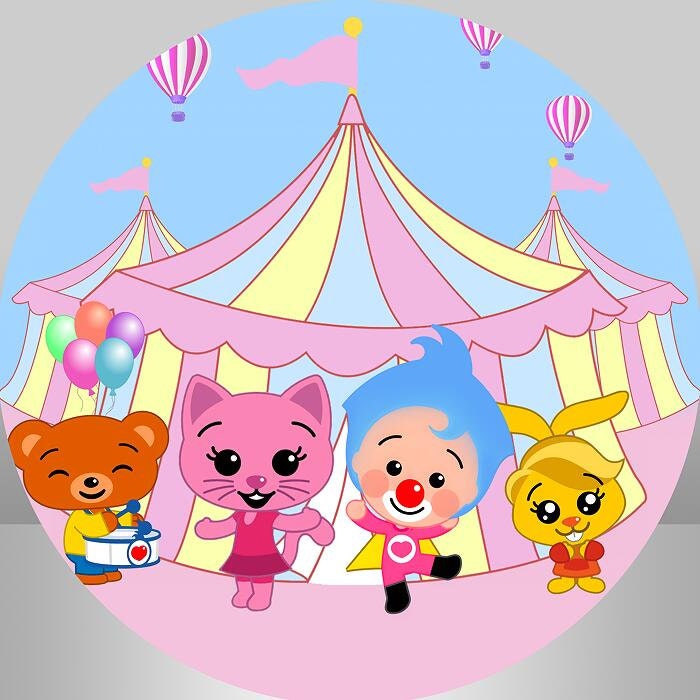 Plim Plim Kids Baby Shower 1st Birthday Party Round Circle Backdrop Pink  Tent Photo Studio Background Custom Banners 