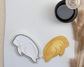 Dugong Cookie Cutter with Stamp, Marine Life Baking