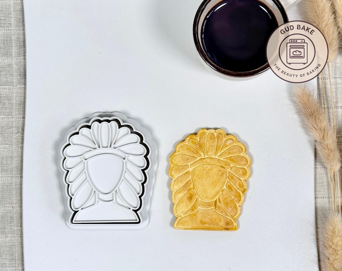 Apache Feather Hat cookie cutter | Countries Flags Landmarks theme | Baking tool
