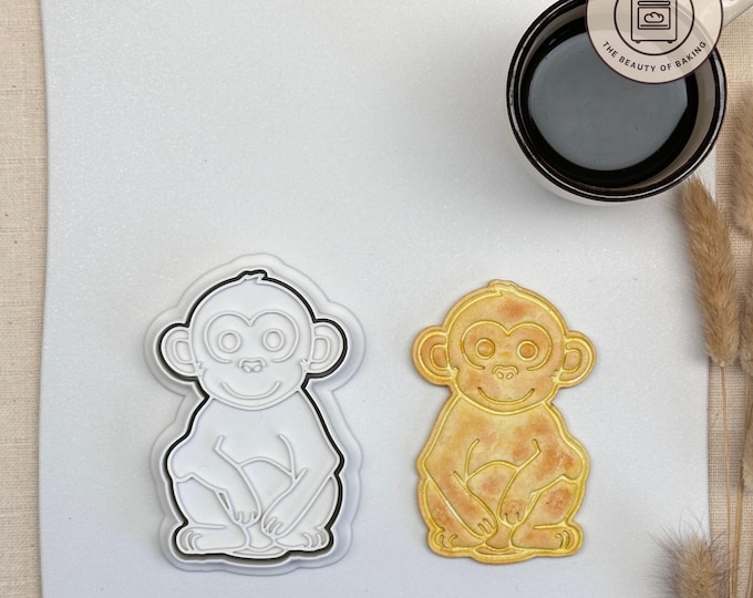 Little Monkey Cookie Cutter for Jungle Themed Parties, Safari Baking, Animal Crafts, Kids Birthday Favors, Cute Biscuit Mold