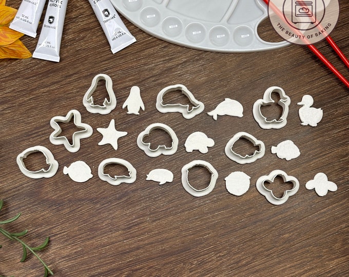 Aquatic Life & Bird Clay Cutter Bundle - Duck, Penguin, Turtle, Dolphin, Sea, Flying Creatures
