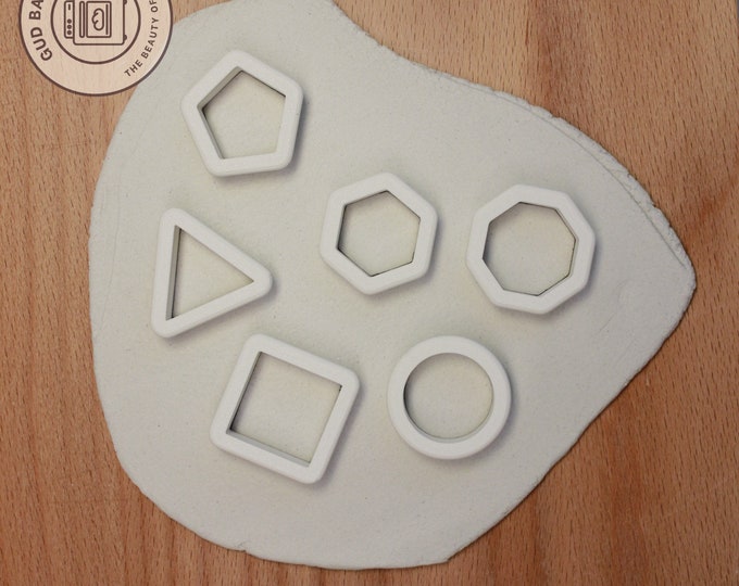 6-Piece Basic Shapes Clay Cutter Set - Square, Circle, Triangle, Geometric Crafting Tools for Pottery and Polymer Clay