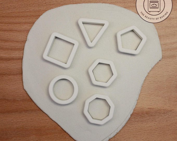 6-Piece Basic Shapes Clay Cutter Set - Square, Circle, Triangle, Geometric Crafting Tools for Pottery and Polymer Clay