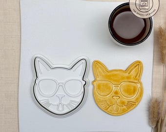 Cat Sunglasses Cookie Cutter | Pet Birthday | Animal Rescue Cookie Stamp