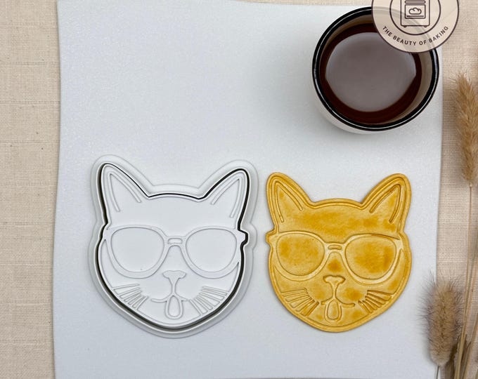 Cat Sunglasses Cookie Cutter | Pet Birthday | Animal Rescue Cookie Stamp