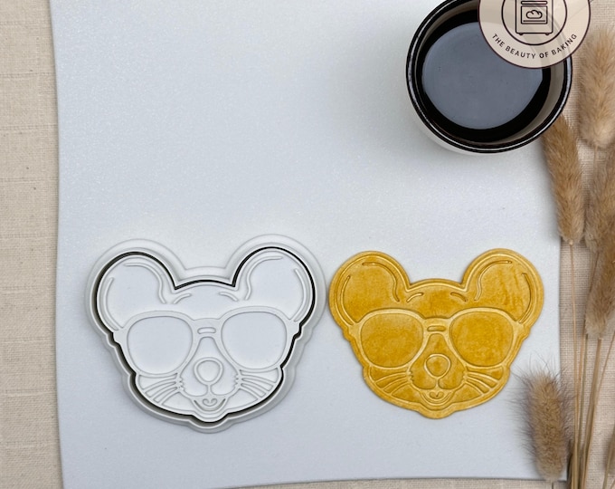 Mouse Sunglasses Cookie Cutter | Cool Mouse Cookies | Mouse with Sunny Shades