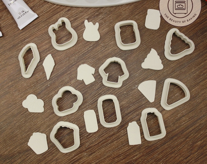 Fun & Quirky Clay Cutter Set - Guitar, Ice Cream, Cupcake, Soda Can, Emoji for Creative Baking