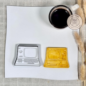 Cortador de biscoitos em formato de computador dos anos 80 | Festa de aposentadoria | Cortador de massa para o dia a dia no trabalho