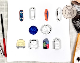 Sports Hobbies Mini Clay Cutters, 5 Piece Bundle | Sports, Hobbies, Team | Polymer Clay Earring Cutters, Game-Day Sets