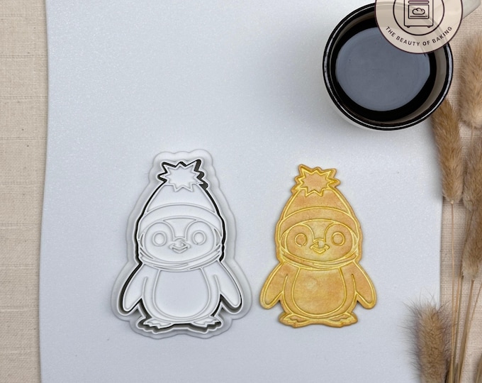Penguin with Beanie Cookie Cutter | Under the Sea Party | Ocean Theme Cookie Cutter