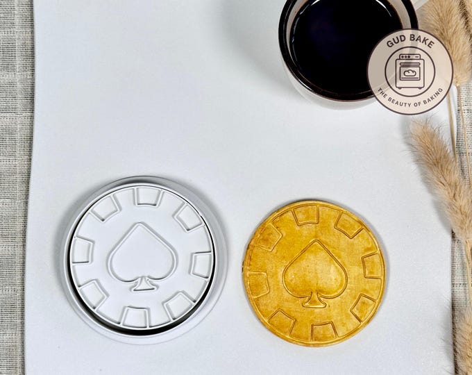 Poker Chip Spades Cookie Cutter | Poker Night | Lady Luck Sugar Cookie Tool