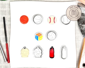 Sports Hobbies Mini Clay Cutters, 5 Piece Bundle | Sports, Hobbies, Team | Polymer Clay Earring Cutters, Game-Day Sets