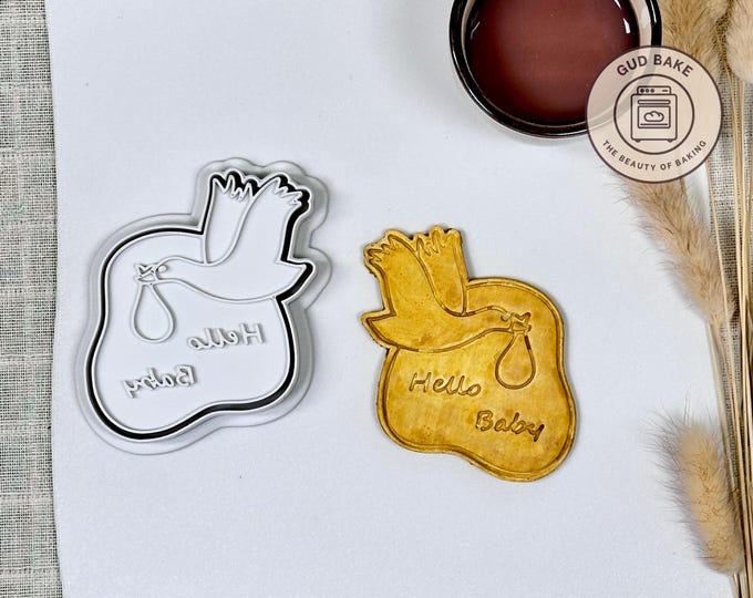 Baby Flying Stoek Cookie Cutter | Gender Reveal | Newborn Sugar Cookie Tool