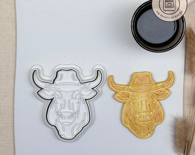 Cowboy Bull Cookie Cutter | Bull Cookie Cutter | Funny Bull Theme Cookie Cutter | Cowboy Party