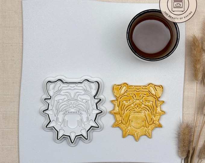 Bulldog Spikes Cookie Cutter | Puppy Party | K9 Treats Sugar Cookie Tool