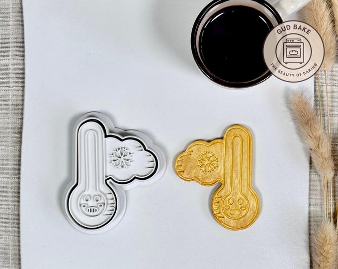 Cold Freezing Thermometer cookie cutter | Nature Science Medical theme | Baking tool