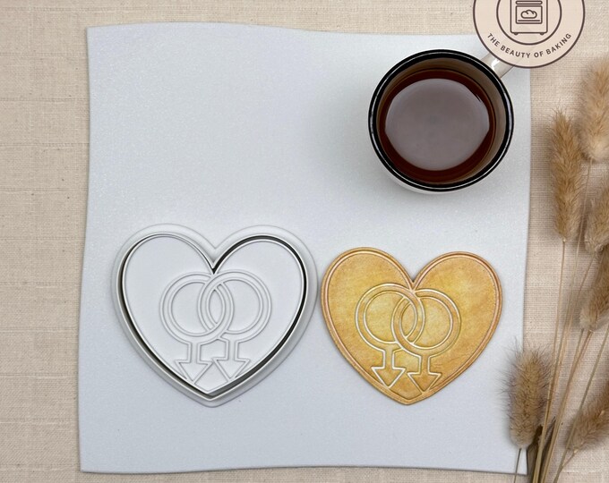 Gay Male Love Heart Cookie Cutter | Anniversary Dinner | Sweetheart Pastry Stamp