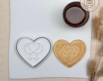 Lesbian Love Heart Cookie Cutter | Anniversary Dinner | Sweetheart Fondant Tool