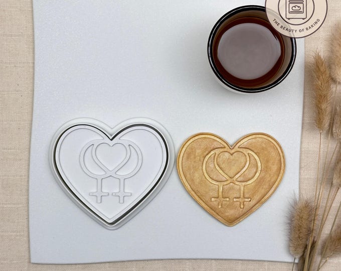 Lesbian Love Heart Cookie Cutter | Anniversary Dinner | Sweetheart Fondant Tool