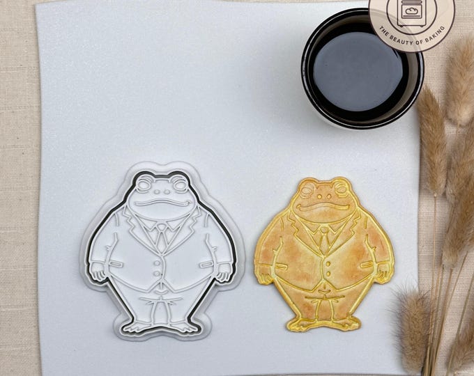Frog Businessman Cookie Cutter | Kids Party | Cute Animal Pastry Stamp
