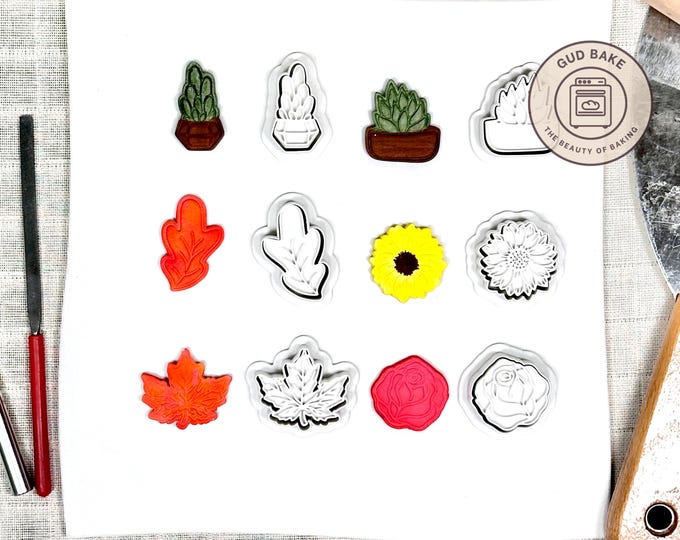 Flowers Plants Mini Clay Cutters, 6 Piece Bundle | Flowers, Plants, Botanical | Polymer Clay Earring Cutters, Delicate Petals