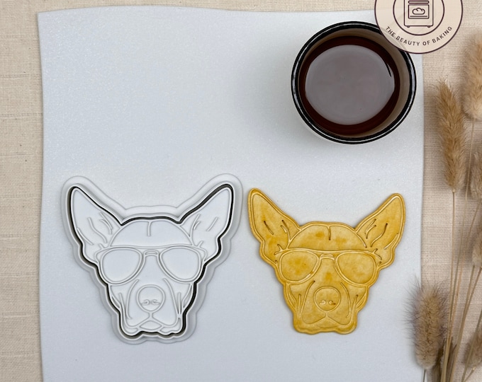 Dog with Sunglasses Cookie Cutter | Hispter Dog Cookie Cutter | Funny Dog Theme Cookie Cutter | Dog Party