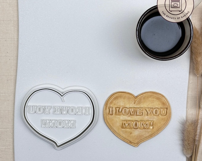 ILoveUMom Heart Cookie Cutter | New Mom Gift | Best Mom Ever Dough Cutter