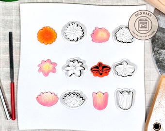 Flowers Plants Bundle 3 Cookie Cutter | Custom Gift | Handmade Clay Stamp