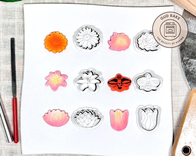 Flowers Plants Mini Clay Cutters, 5 Piece Bundle | Flowers, Plants, Botanical | Polymer Clay Earring Cutters, Delicate Petals