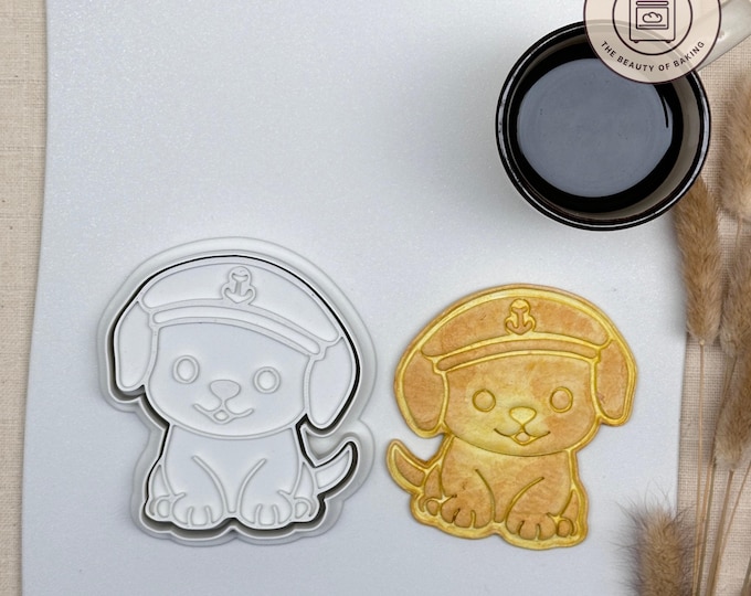 Puppy Dog Sailor Hat Cookie Cutter | Nautical Puppy Cutter | Sailor-Themed Dog Cookies | Charming Puppy