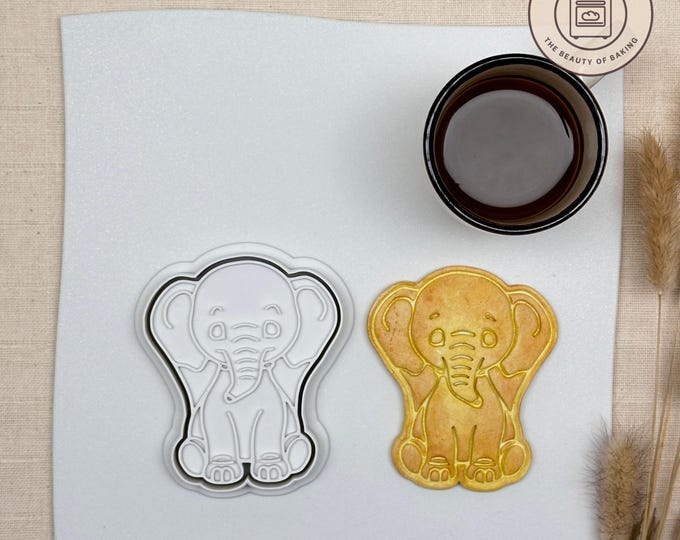 Baby Elephant Cookie Cutter | Two Wild Birthday | Jungle Theme Sugar Cookie Tool