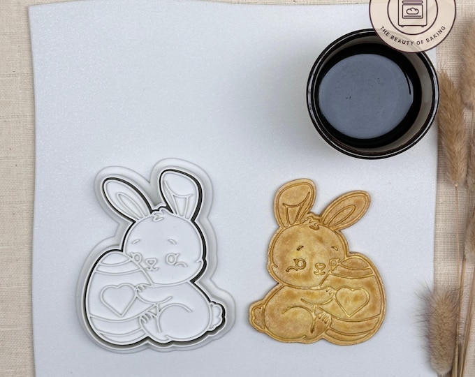 Bunny Hugging Egg Cookie Cutter - Perfect for Easter Celebrations and Spring