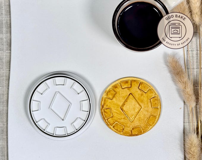 Poker Chip Diamonds Cookie Cutter | Casino Night | Gambling Pastry Stamp