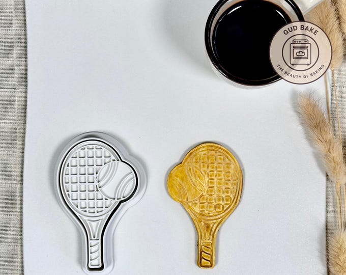 Tennis Racket w Ball cookie cutter | Sports Hobbies theme | Baking tool