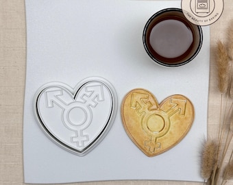 Bisexual Heart Cookie Cutter | Anniversary Dinner | Love is in the Air Pastry Stamp