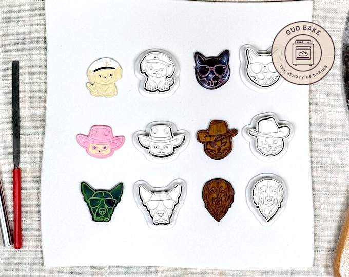 Dog Cat Mini Clay Cutters, 6 Piece Bundle | Dog & Cat, Pet Lover | Polymer Clay Earring Cutters, Pawsome Detail
