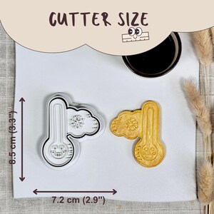 Cold Freezing Thermometer Size Guide: Photo with measurements in cm and inches, showing the accurate scale of the Cold Freezing Thermometer cutter to ensure a perfect fit for your specific baking or crafting project.