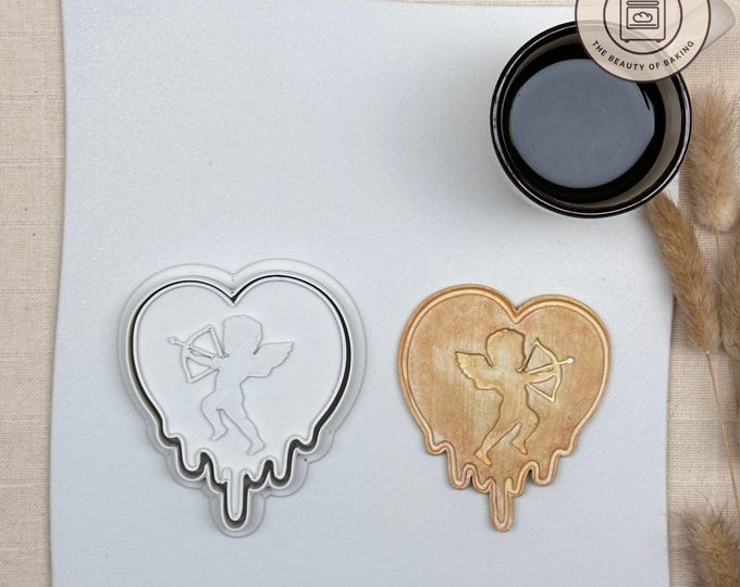 Cupid Melting Heart Cookie Cutter | Anniversary Dinner | Love is in the Air Pastry Stamp